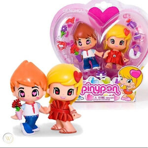 PINYPON SWEETHEART DOLLS BLONDE GIRL BRUNETTE BOY Extra GIRL & DOG